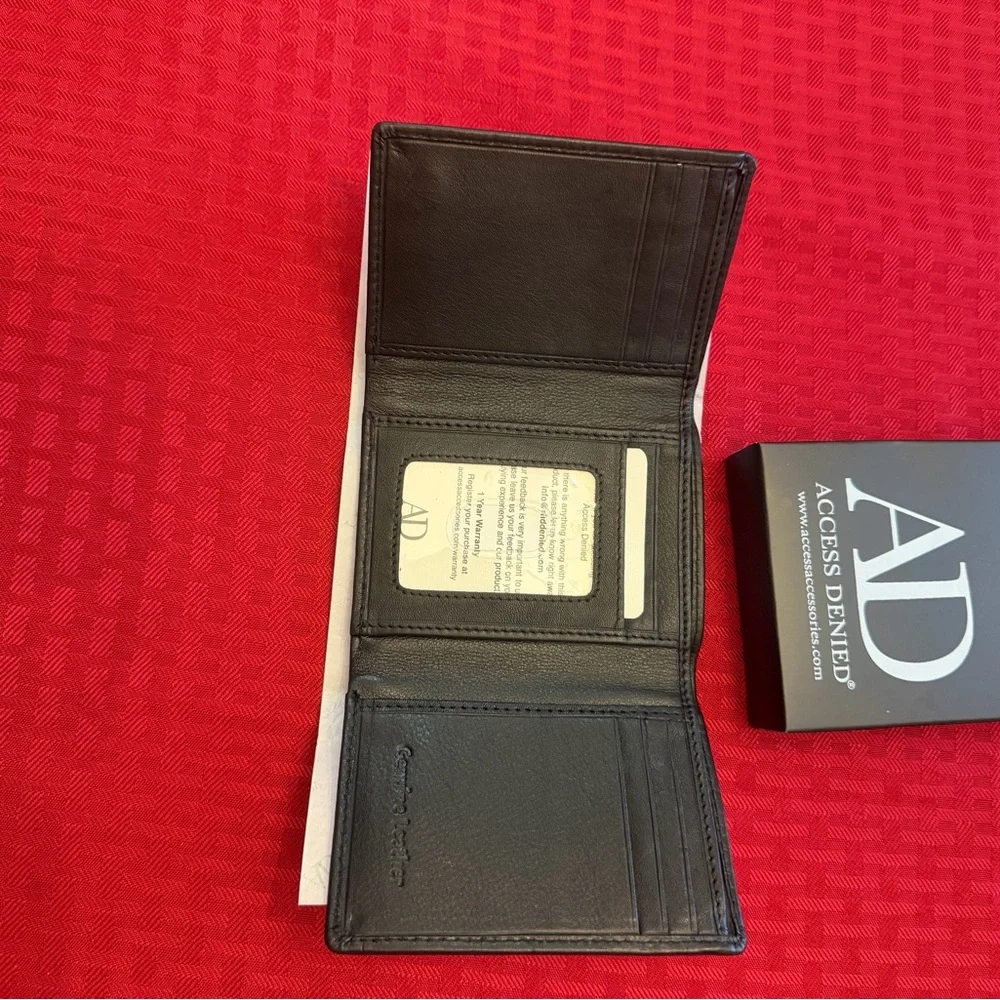 Access Denied Black Leather Trifold Wallet